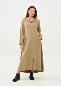 Brown long sleeve turtleneck and zipper dress - 00
