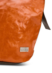 תיק באקט עור רצועה עם כפתור כתום