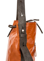 תיק באקט עור רצועה עם כפתור כתום