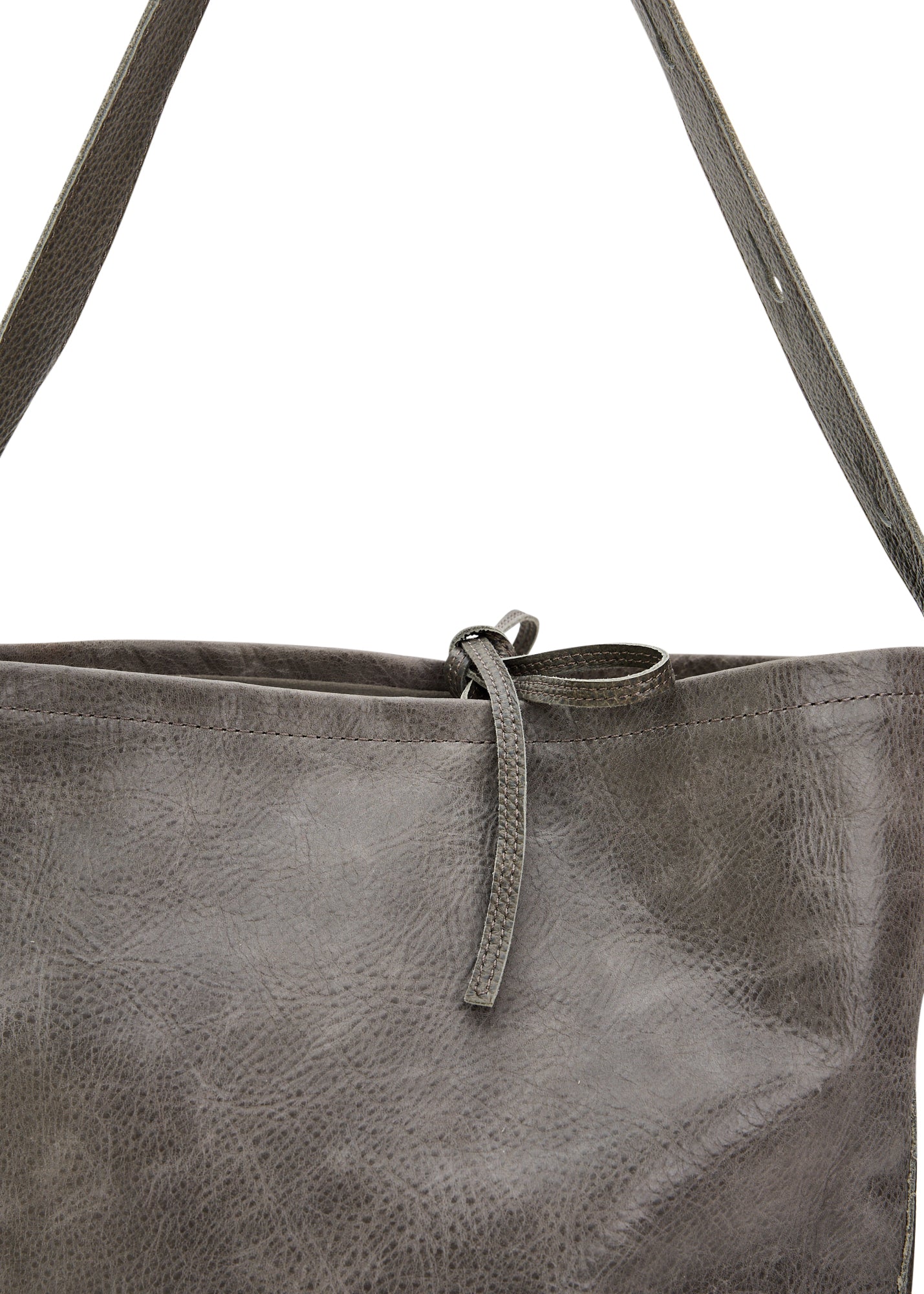 תיק באקט עור רצועה עם כפתור אפור