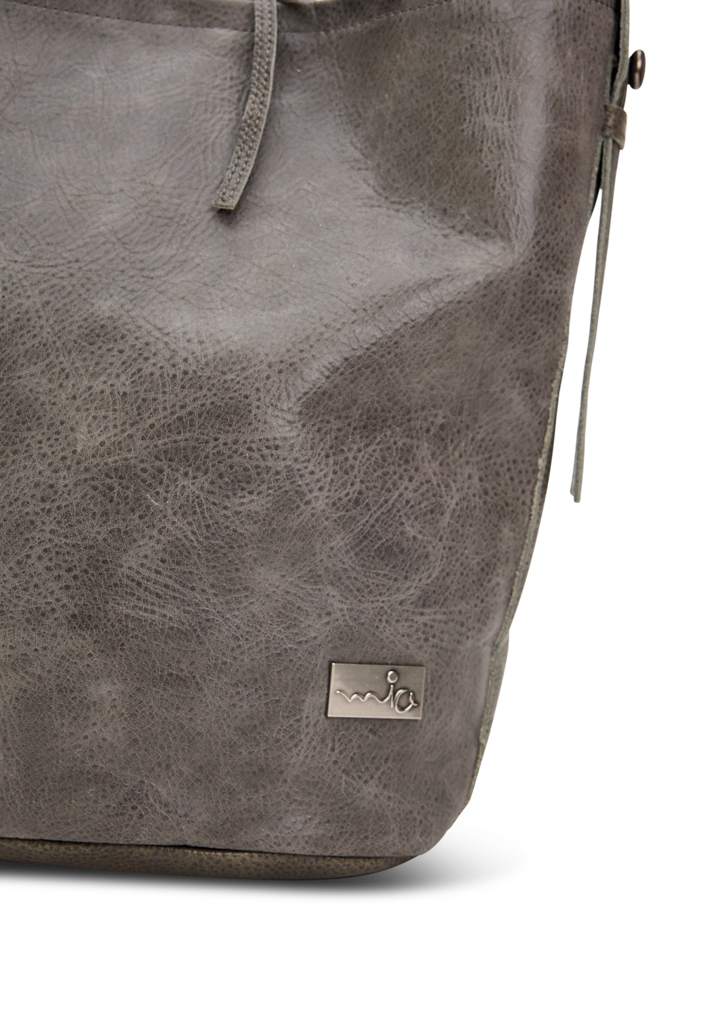 תיק באקט עור רצועה עם כפתור אפור