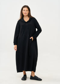 Black long sleeve hooded dress - 00