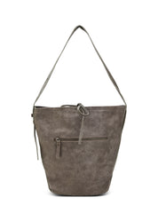 תיק באקט עור רצועה עם כפתור אפור