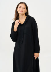 שמלה עם קפוצ'ון שרוול ארוך שחור