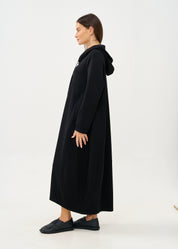שמלה עם קפוצ'ון שרוול ארוך שחור
