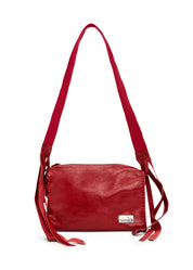 תיק עור מלבני רצועת מתכווננת אדום