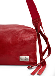 תיק עור מלבני רצועת מתכווננת אדום