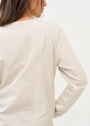 שמלה שרוול ארוך קשירה במותן בז'