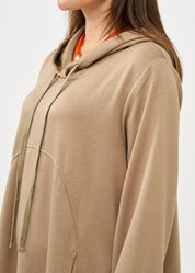 שמלה עם קפוצ'ון שרוול ארוך חום