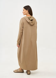 שמלה עם קפוצ'ון שרוול ארוך חום