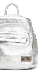 תיק גב עור קטן כסף