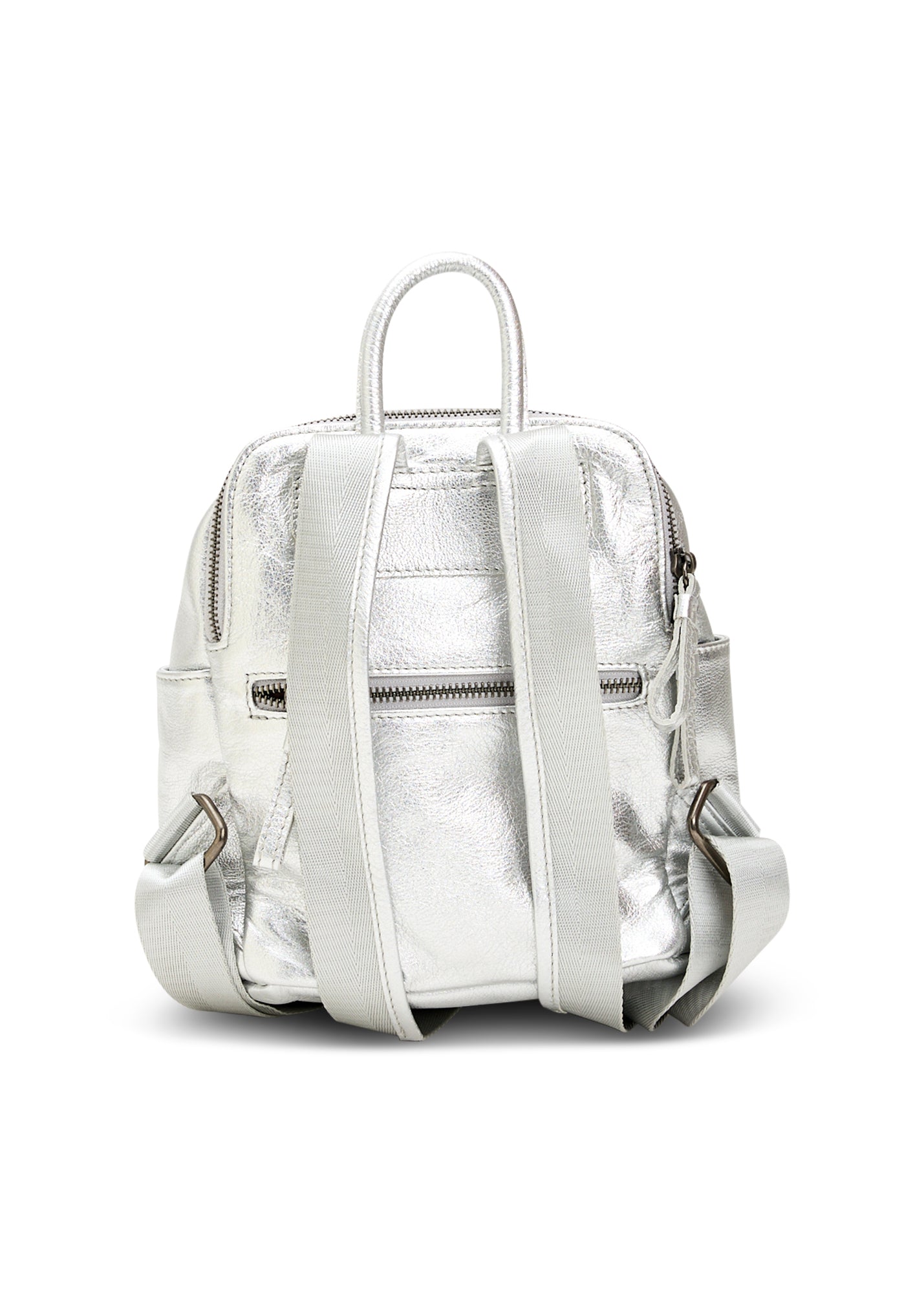 תיק גב עור קטן כסף