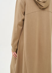 שמלה עם קפוצ'ון שרוול ארוך חום