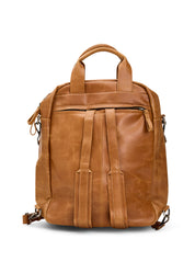 תיק גב עור כיס קידמי גדול חום