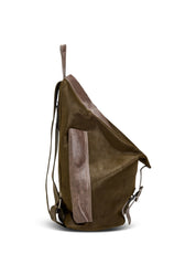 תיק גב עור משולש שילוב צבעים ירוק