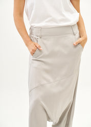 מכנסיים שקי שילוב צבע קיפול במכפלת אפור