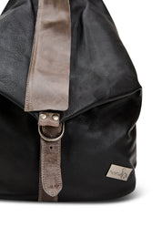 תיק גב עור משולש שילוב צבעים שחור