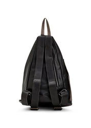 תיק גב עור משולש שילוב צבעים שחור