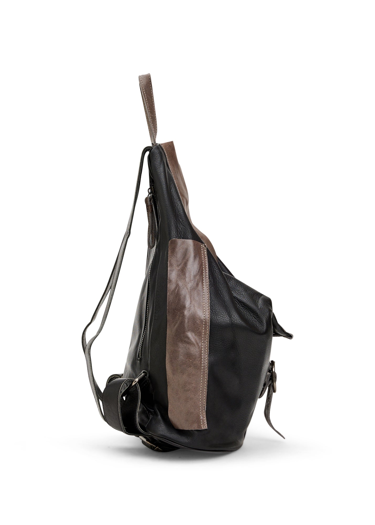 תיק גב עור משולש שילוב צבעים שחור