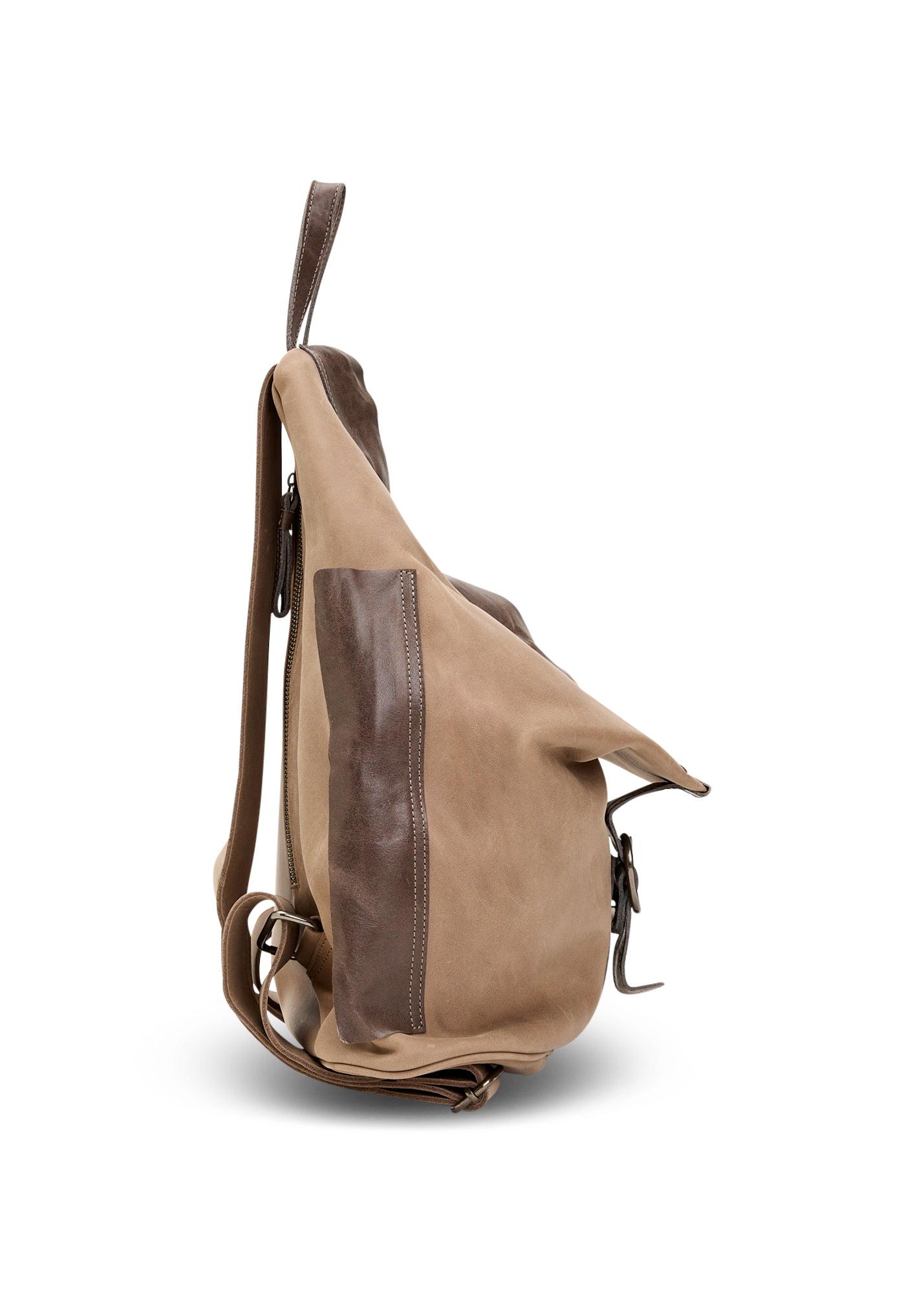 תיק גב עור משולש שילוב צבעים בז'