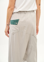 מכנסיים שקי שילוב צבע קיפול במכפלת אפור