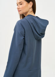 שמלה שרוול ארוך עם כובע ורוכסן כחול כהה