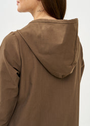 שמלה שרוול ארוך עם כובע ורוכסן חום