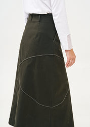 חצאית חתכים אסימטריים תיפור בולט אפור