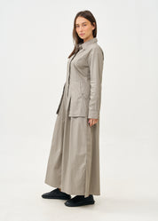 שמלה שרוול ארוך מכופתרת עם שני כיסים תלויים אפור