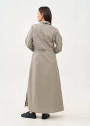 שמלה שרוול ארוך מכופתרת עם שני כיסים תלויים אפור