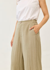 Brown linen wide-leg trousers