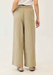 Brown linen wide-leg trousers