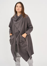 Dark gray long wrap scarf top - 99