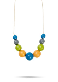 Handmade necklace made of colorful wood chip beads - 99