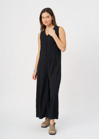 Black wide leg V-neck jumpsuit - 00
