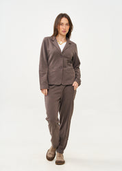 Brown French Terry Pants with External Cuts