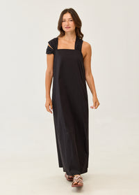 Black asymmetrical halter dress - 00