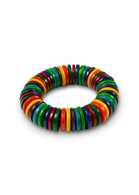 Colorful flat wooden bead bracelet - 99