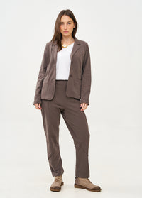 Dark grey French terry pants with external cuts - 00