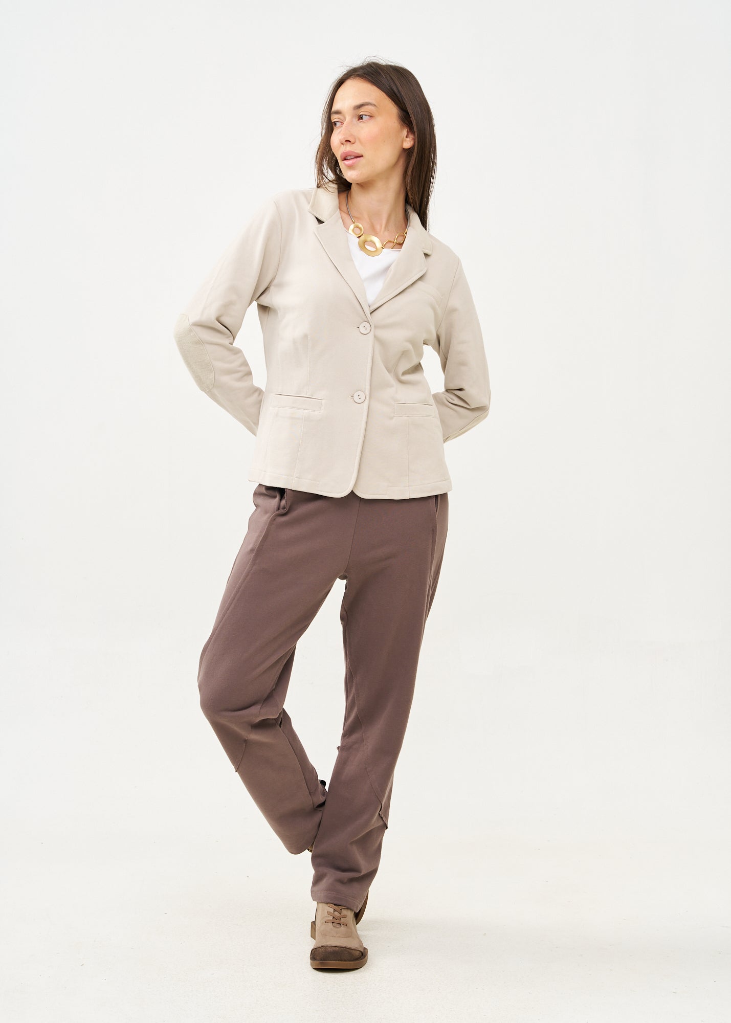 ג'קט בסגנון מחוייט פרנץ' טרי אפור בהיר