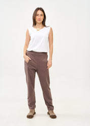 מכנסיים פרנץ טרי עם חתכים חיצוניים חום