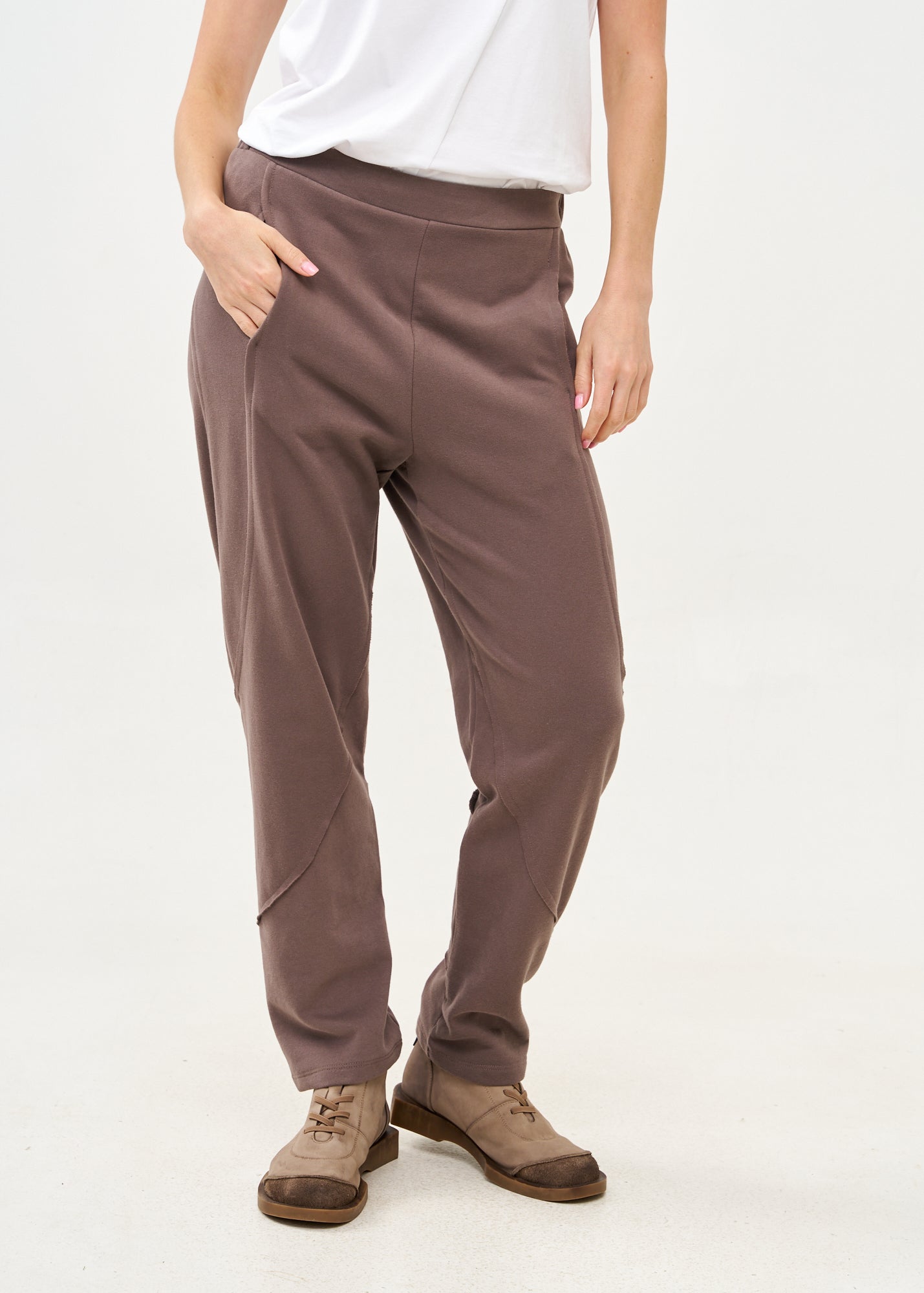 מכנסיים פרנץ טרי עם חתכים חיצוניים חום