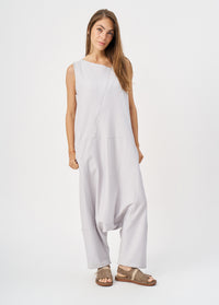 Stone diagonal zipper sleeveless jumpsuit - 00