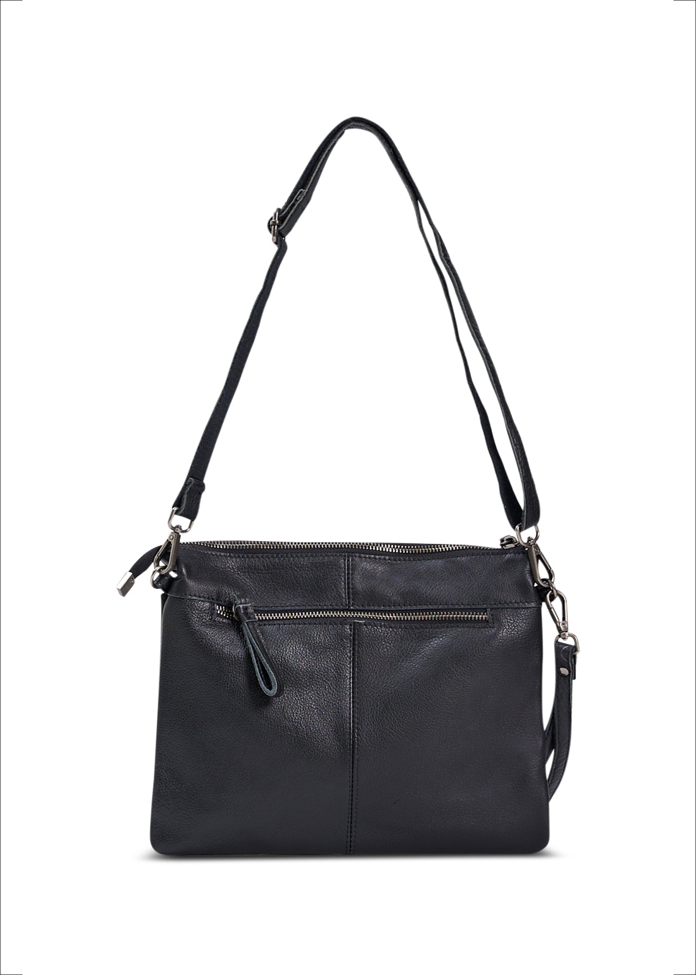 Leather evening bag with pocket and black flap