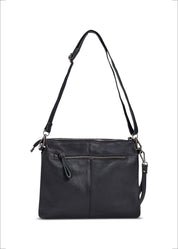 Leather evening bag with pocket and black flap