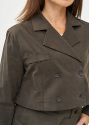 בלייזר קצר כפתרה כפולה אפור כהה