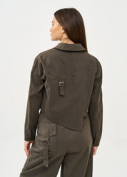 בלייזר קצר כפתרה כפולה אפור כהה