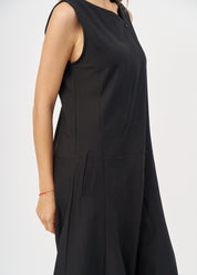 Black diagonal zipper sleeveless overall