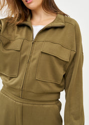 ג'קט שני כיסים קידמיים ורוכסן ירוק