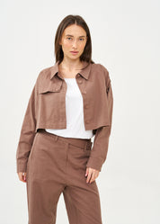 ג׳קט עם כותפת ארוכה חום